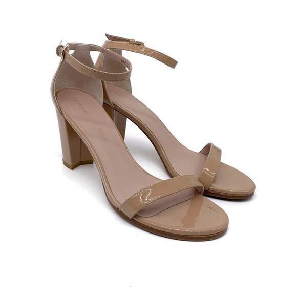 STUART WEITZMAN Nudist 75 Block Heel Sandal Patent Nude 9.5 - Picture 5 of 12